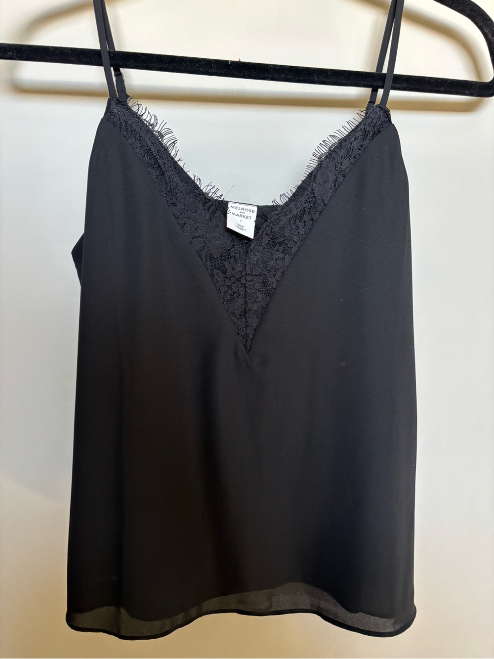 NWT Melrose and Market Black Lace-Trim Slip Cami